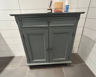 Lot #6 Painted Wood Sideboard Cabinet Sage Green Gray 1 Drawer 2 Door Farmhouse Style