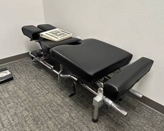 Lot #12 Chiropractic Adjustment Table Black Vinyl Chrome Frame Drop Section Spinal
