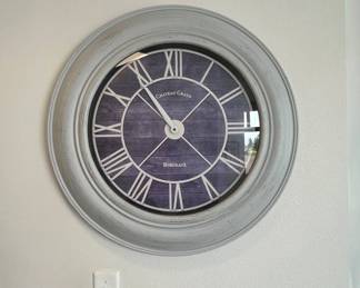 Lot #19 Chateau Grand Bordeaux Large Round Wall Clock Farmhouse Distressed White 24in