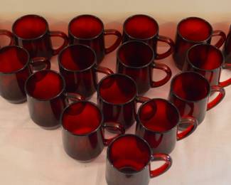 Cranberry glass mugs