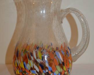 Handblown glass pitcher