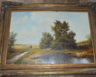 Oil Painting by F. Branntler in gold gilt frame
