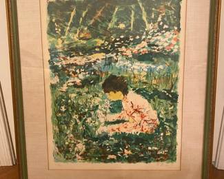Child Smelling Flowers Print