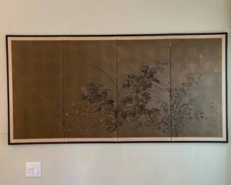 Japanese Fourpanel Gilt Byobu Screen