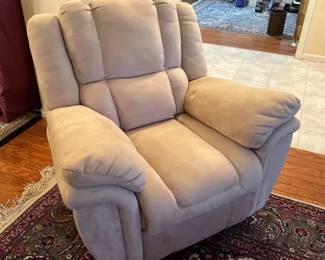 Plush Beige Microfiber Reclining Rocking Armchair Oversized Single Recliner
