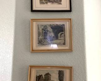 Original German Etchings Print of Paris