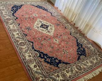 10x6 Pink Blue Hand Tied Rug