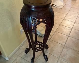 Vintage Chinese Carved Rosewood Pedestal Plant Stand