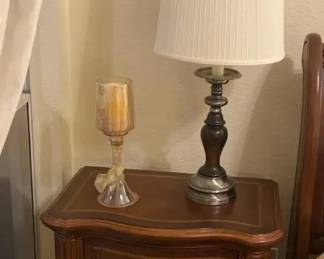 Chris Madden Cherry Traditional Nightstand With Lamp