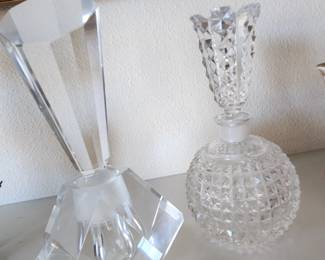 Lead Crystal Art Deco Perfume bottle on the Left. 