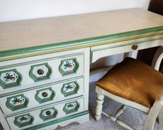 1970's Hacienda Style Desk by Stanley Furniture with Matching Chair. 