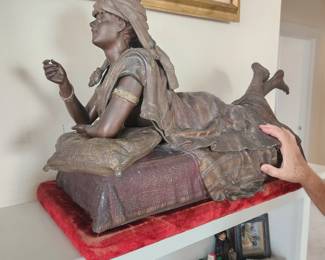 Sculpture by Louis Hottot - 'Le Secret d'Odalisque' - Zinc Alloy/Bronze Finish! As shown in the next photo...several pieces of 'clothing' are removable! (1820-1905)
