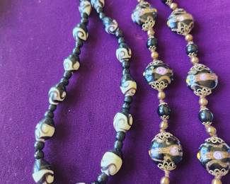 Old Chinese Necklace. Cloisonne Bead Necklace.