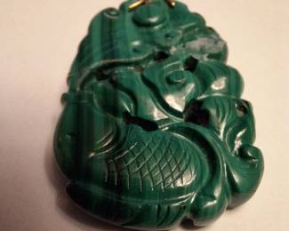 Vintage Chinese Handcarved Malachite Pendant