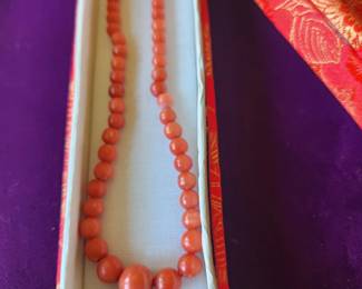 Coral Bead Necklace,