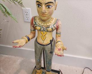 Antique Indian Handcrafted/Painted Gangaur Figure from Rajasthan - Marital Harmony and Fertility.  This has been structured as a lamp.