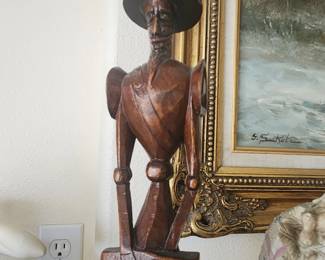 Vintage Carved Wooden statue of Don Quixote