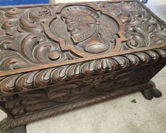 Antique Walnut Carved Jewelry Casket