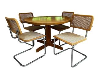 MCM Italian Cane Back Chairs And Domestic Craftsman Table