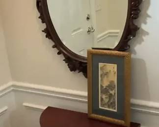 Foyer Table, Mirror, And Umbrella Stand