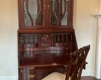 Mahogany Secretary With Chair