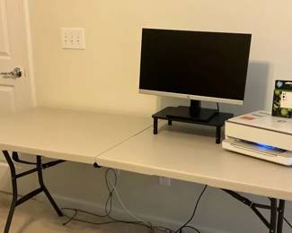 Folding Table with Monitor, Printer Accessories