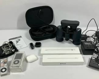 Electronics and Accessories Group Including Bose Headphones, Apple Pencil Binoculars