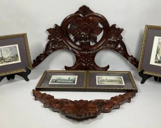 London Prints with Carved Wall Plaques