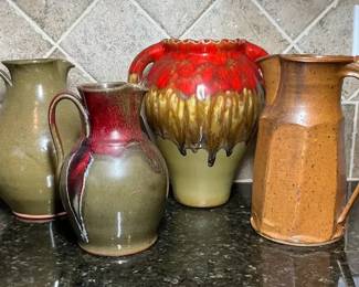 Stoneware Pitchers Drip Glaze Vase Collection