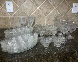 Pressed Glass Serveware, Goblets Entertaining Pieces