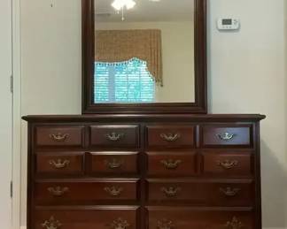 Wooden 8 Drawer Dresser with Framed Mirror