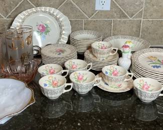 Fairbanks Ward Sharon Floral China Dinnerware and Glassware