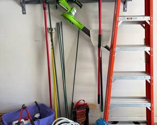 Garage Utility Lot with Werner Ladder, Yard Tools Accessories