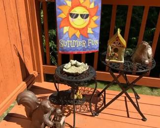 Outdoor Garden Dcor Collection with Metal Tables Flag Stand