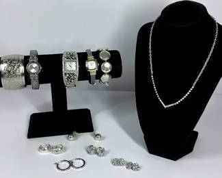 SilverTone Watches, Jewelry and Rhinestone Accent Accessories