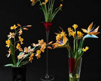 Artificial Floral Arrangements Decorative Glass Vases