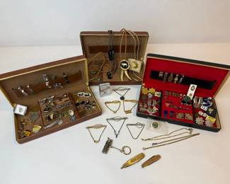 Mens Tie Clips, Cufflinks, Bolo Ties Military Pins Mystery Collection