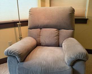 Plush Gray Recliner Lounge Chair with Extended Footrest