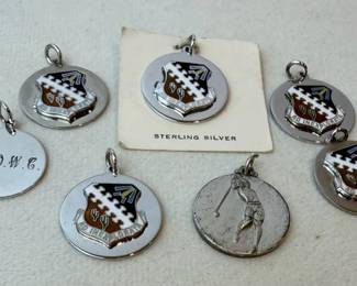 Sterling Silver Enamel Military Club Charm Pendant Collection 36.9g
