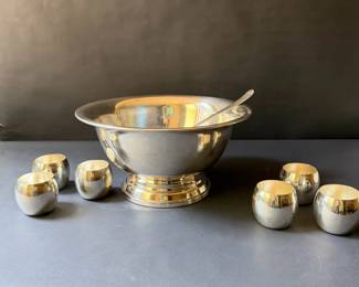 Stainless Steel Punch Bowl Set w 24 Cups Ladle