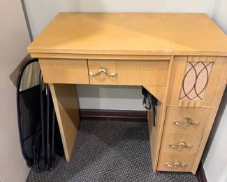 Vintage Pfaff 130 Sewing Machine in Cabinet Sewing Table