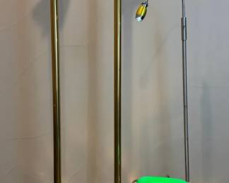 Brass Torchiere Floor Lamps, LED Reading Lamp Green Banker Desk Lamp Set