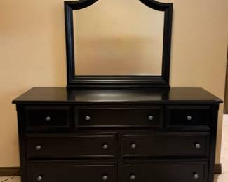Black 7Drawer Dresser with Mirror Matching Nightstand