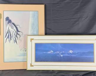 Rabbit Vann Framed Art Prints, Southwest Figure Native American Landscape Pair