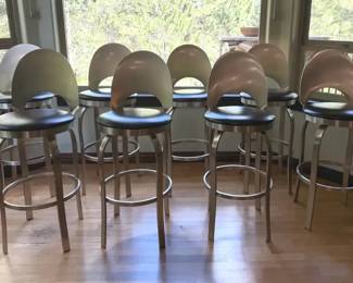 8 Contemporary Metal Black Upholstered Bar Stools