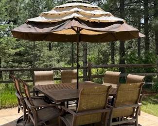 Castelle 9Piece Outdoor Patio Dining Set w Treasure Garden Umbrella