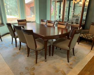 Traditional Dining Set w Table, 8 Chairs 2 Armchairs