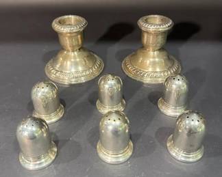 Dorset Sterling Weighted Candle Holders Sterling Salt Shakers, 8Piece Set