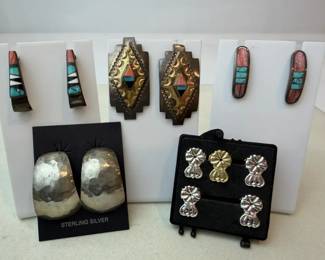 Sterling Silver Southwest Inlay Earrings Designer Earring Assortment
