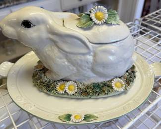 Majolica bunny tureen! 